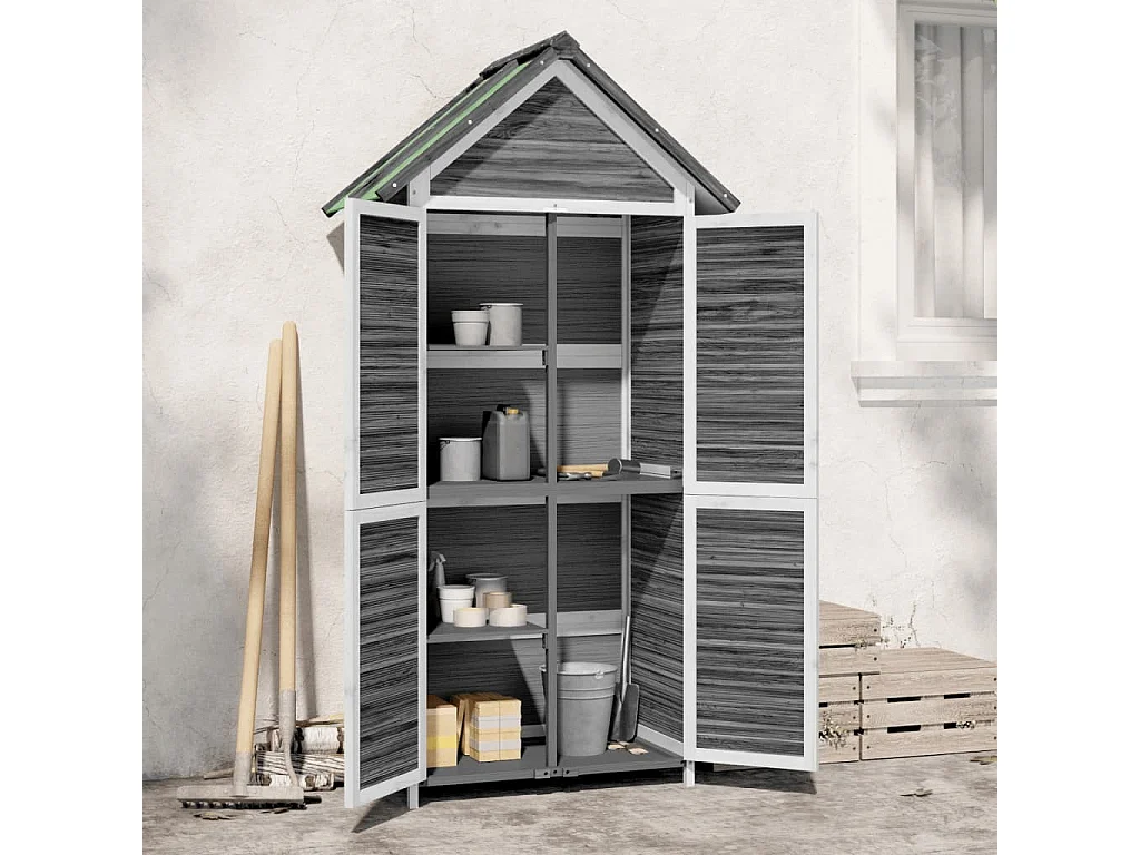 Fontana  Abri à outils de jardin gris 89x52,5x175 cm bois massif pin