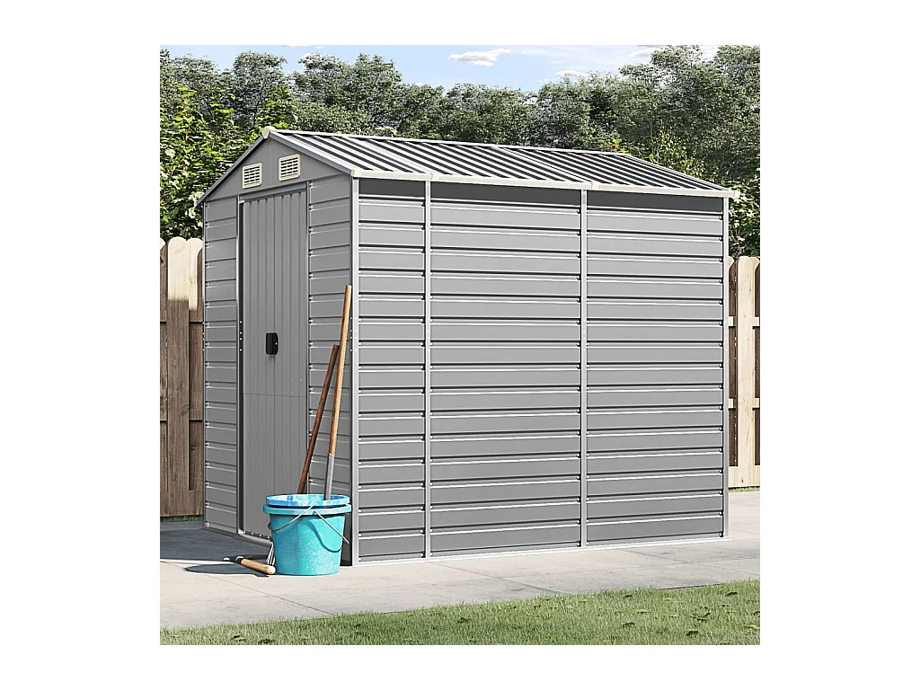 Tampa  Abri de jardin gris clair 191x215x198 cm acier galvanisé