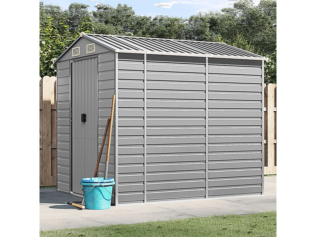Tampa  Abri de jardin gris clair 191x215x198 cm acier galvanisé