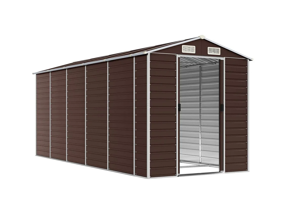 Tampa  Abri de jardin marron 191x470x198 cm acier galvanisé