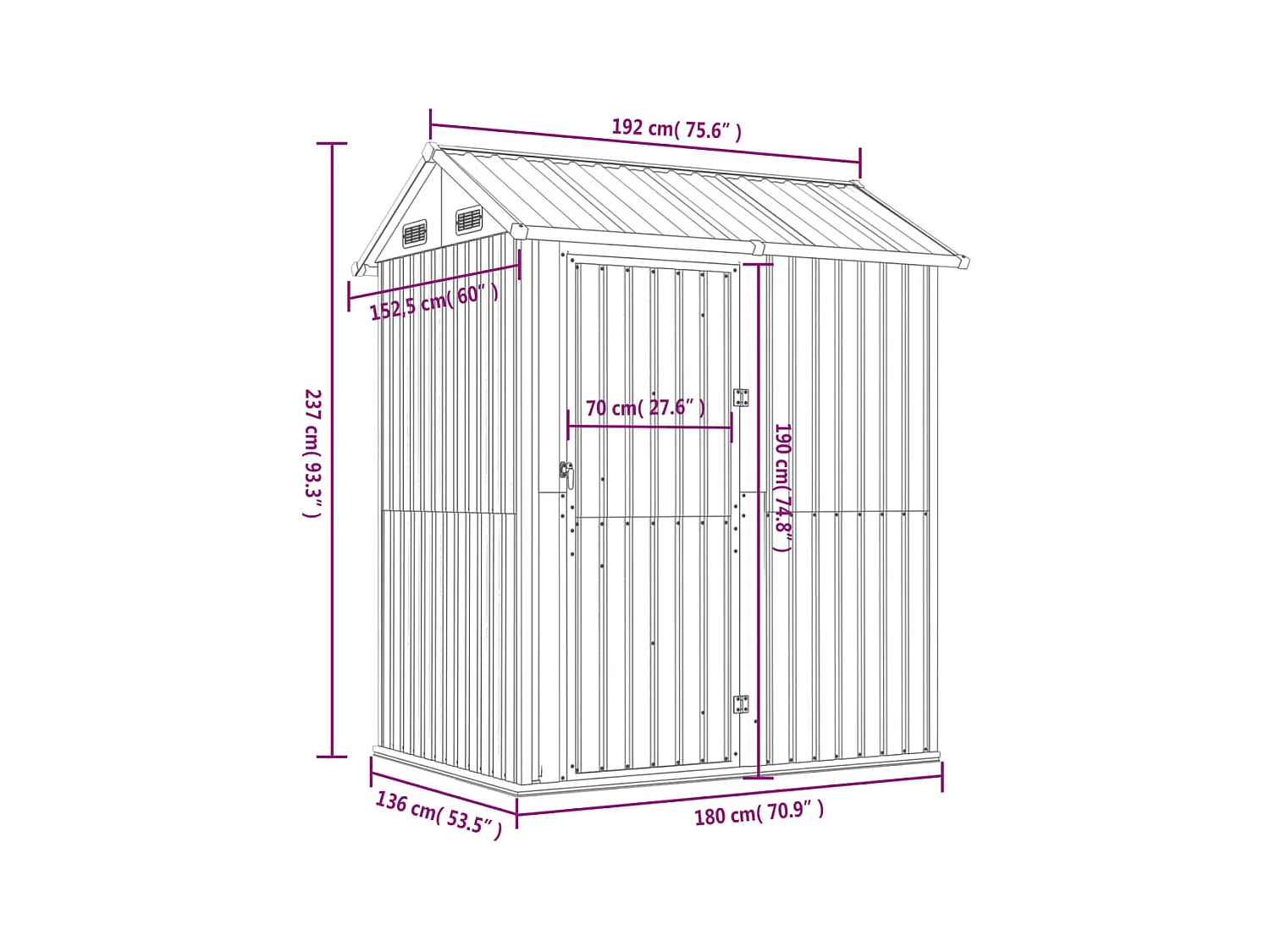 Solveig  Abri de jardin marron 192x152,5x237 cm acier galvanisé