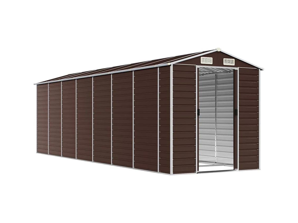 Tampa  Abri de jardin marron 191x640x198 cm acier galvanisé