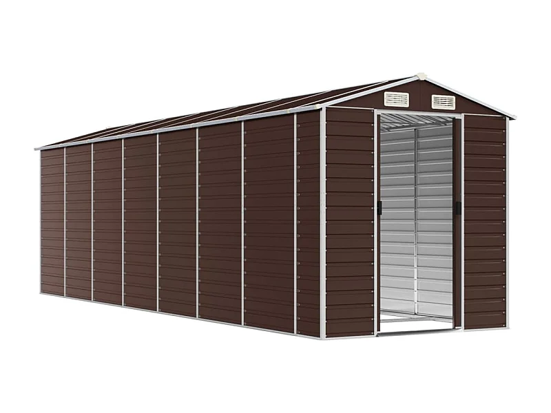 Tampa  Abri de jardin marron 191x640x198 cm acier galvanisé