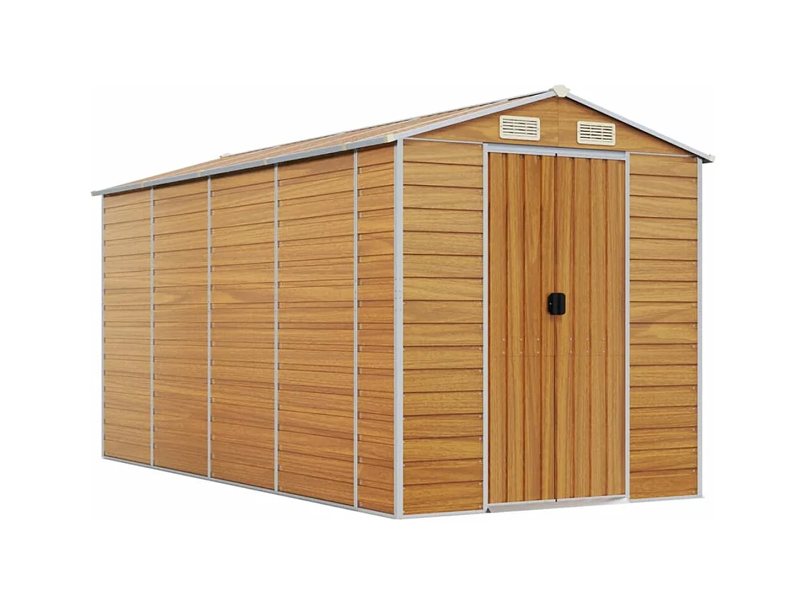 Tampa  Abri de jardin marron clair 191x385x198 cm acier galvanisé
