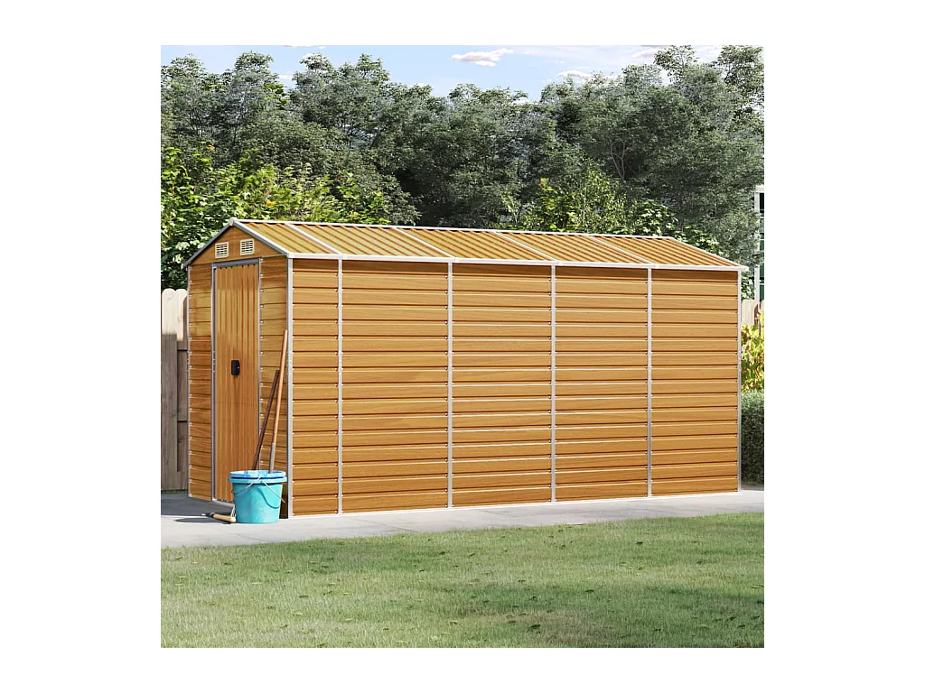 Tampa  Abri de jardin marron clair 191x385x198 cm acier galvanisé