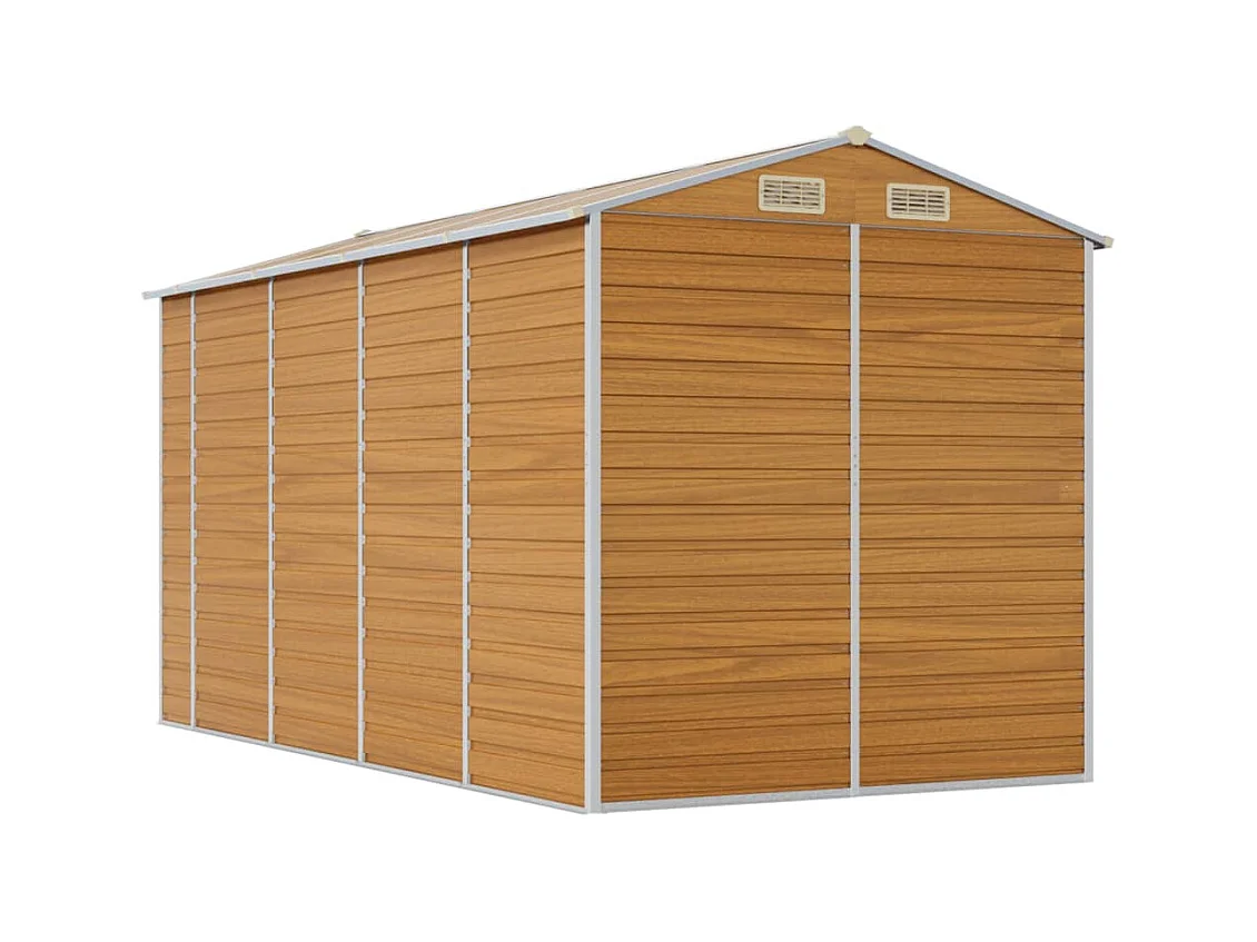 Tampa  Abri de jardin marron clair 191x385x198 cm acier galvanisé