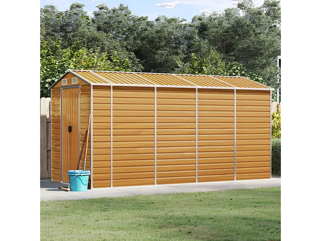 Tampa  Abri de jardin marron clair 191x385x198 cm acier galvanisé