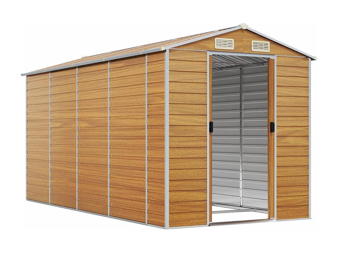Tampa  Abri de jardin marron clair 191x385x198 cm acier galvanisé