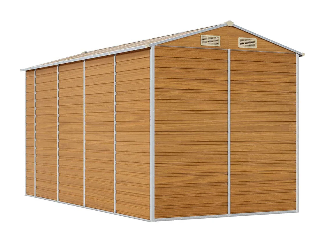 Tampa  Abri de jardin marron clair 191x385x198 cm acier galvanisé