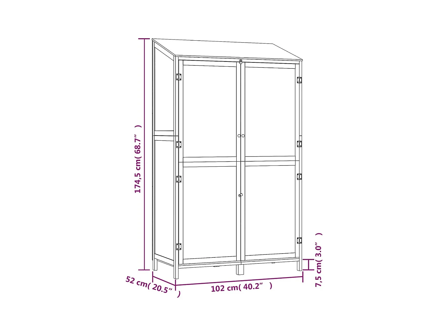 Bristol  Remise de jardin Anthracite 102x52x174,5cm Bois de sapin solide