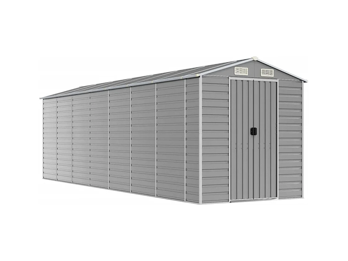 Tampa  Abri de jardin gris clair 191x640x198 cm acier galvanisé