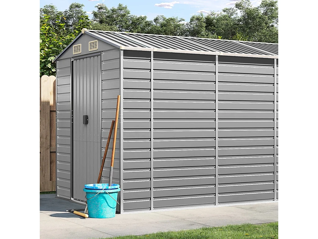 Tampa  Abri de jardin gris clair 191x640x198 cm acier galvanisé