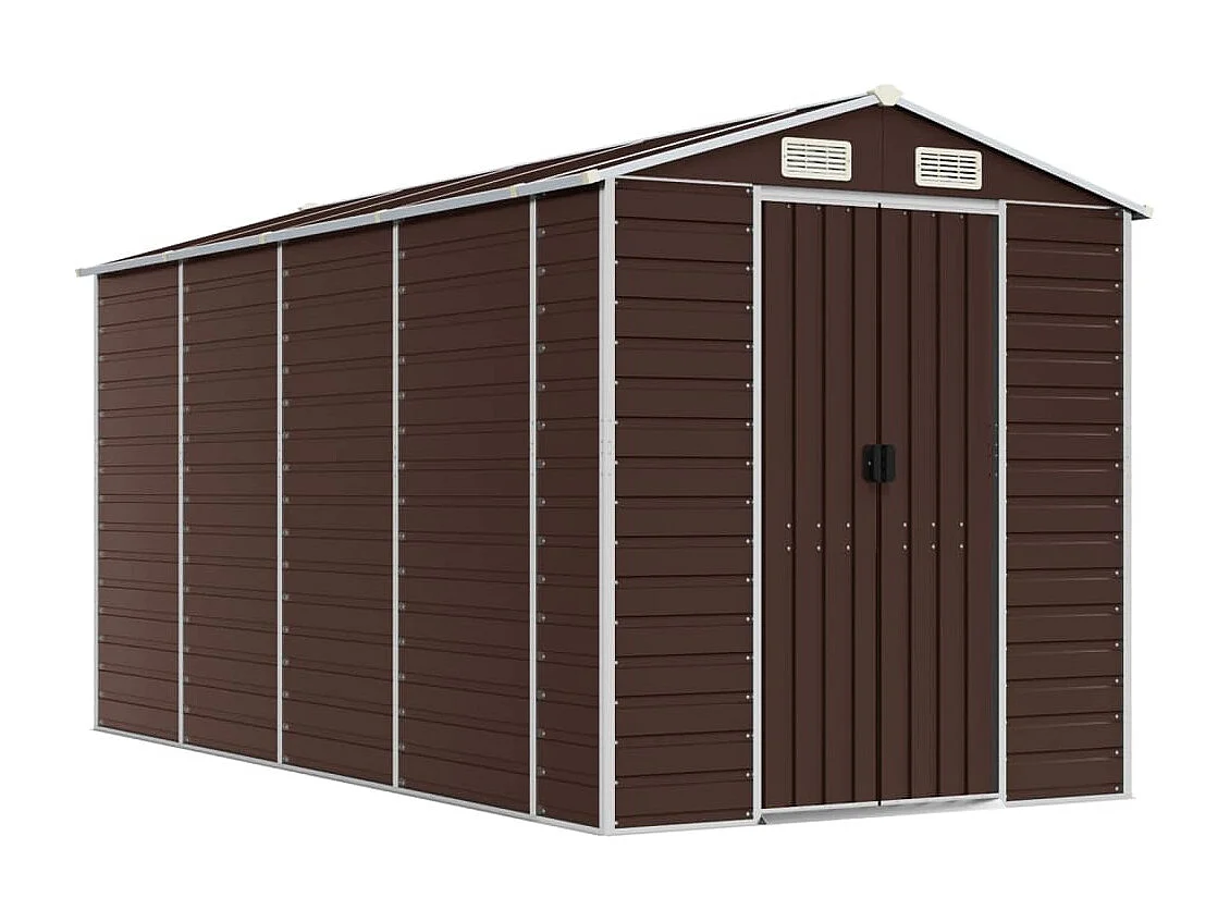 Tampa  Abri de jardin marron 191x385x198 cm acier galvanisé