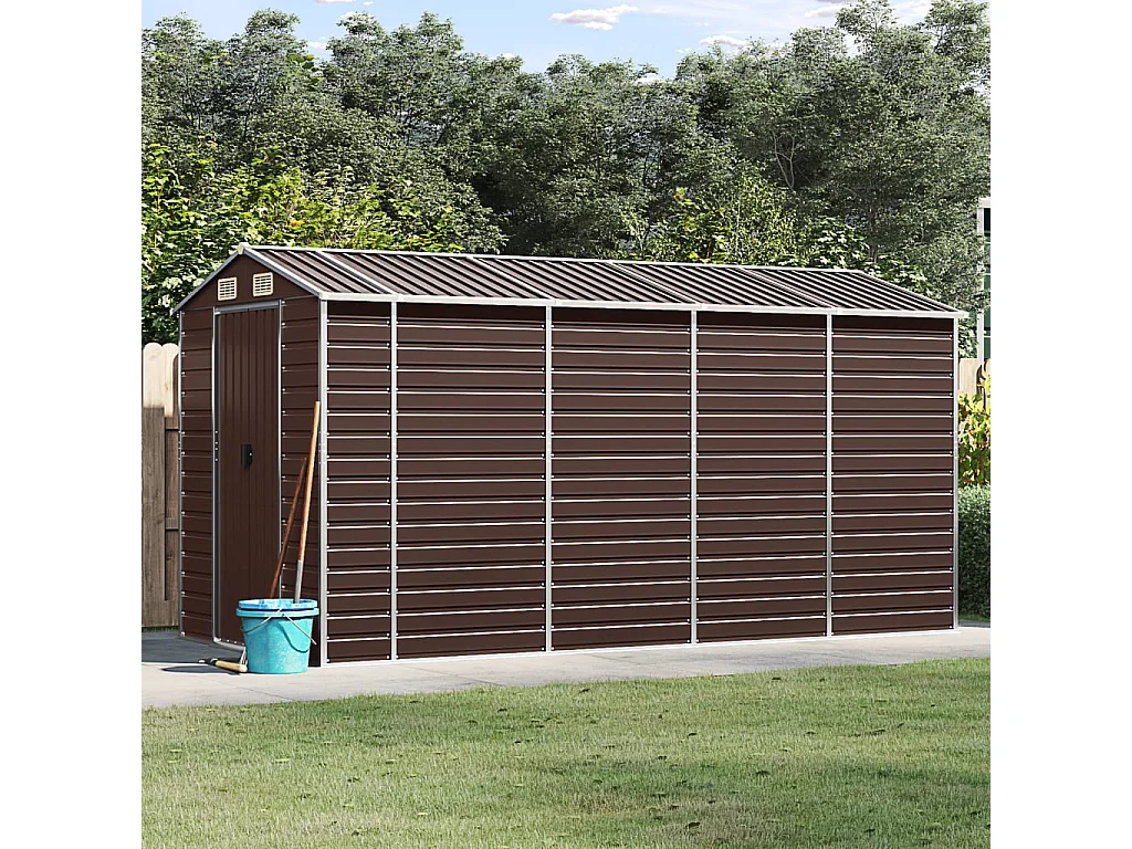 Tampa  Abri de jardin marron 191x385x198 cm acier galvanisé