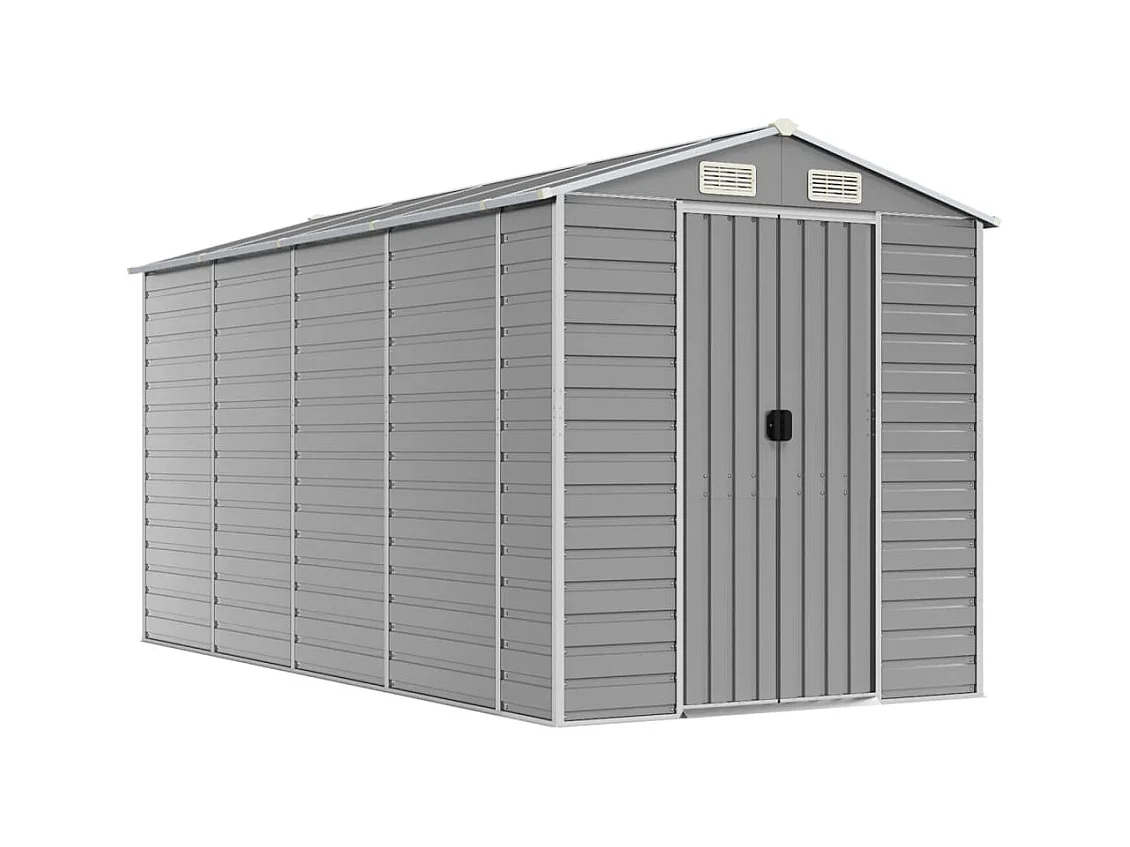 Tampa  Abri de jardin gris clair 191x385x198 cm acier galvanisé