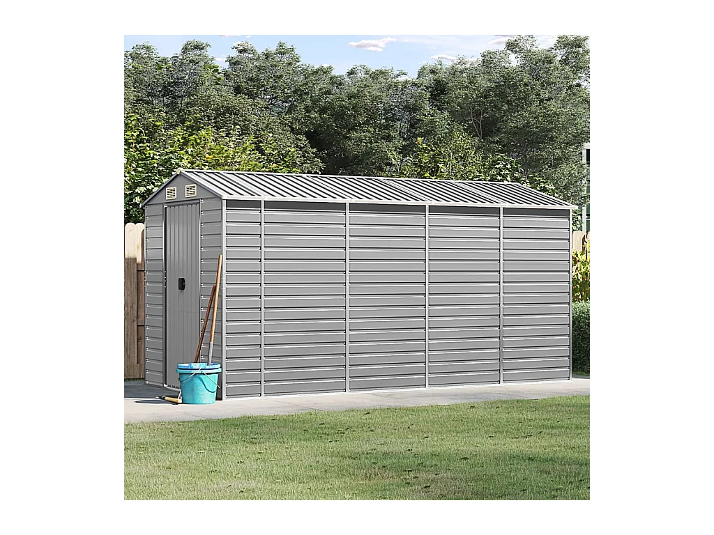 Tampa  Abri de jardin gris clair 191x385x198 cm acier galvanisé
