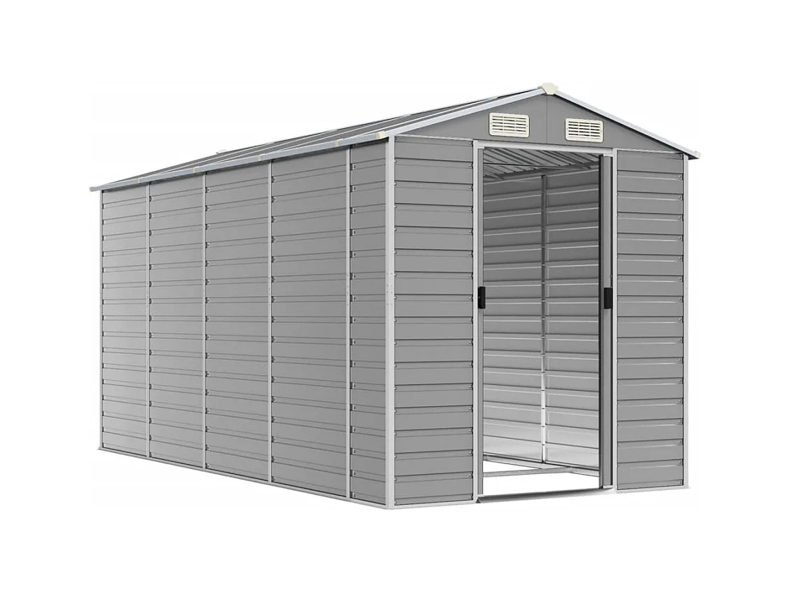 Tampa  Abri de jardin gris clair 191x385x198 cm acier galvanisé