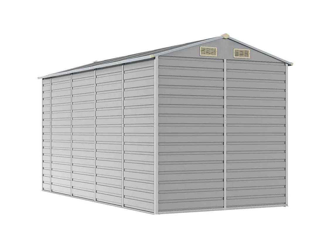 Tampa  Abri de jardin gris clair 191x385x198 cm acier galvanisé