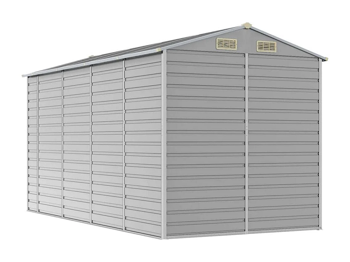Tampa  Abri de jardin gris clair 191x385x198 cm acier galvanisé