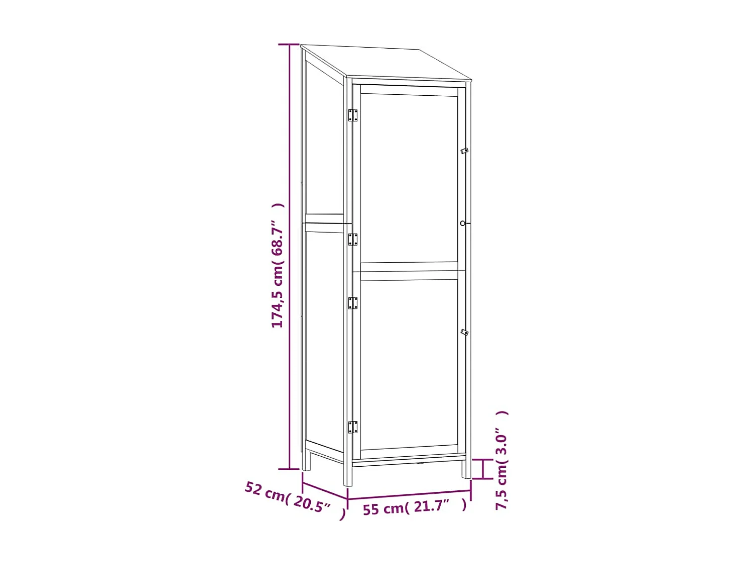 Bristol  Remise de jardin Anthracite 55x52x174,5 cm Bois de sapin solide