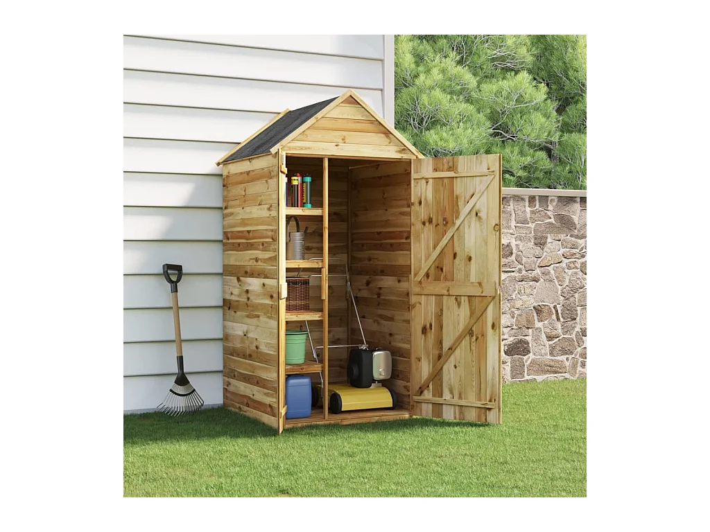 Sophie-Coralie  Abri à outils avec porte 107x107x220 cm Bois de pin imprégné