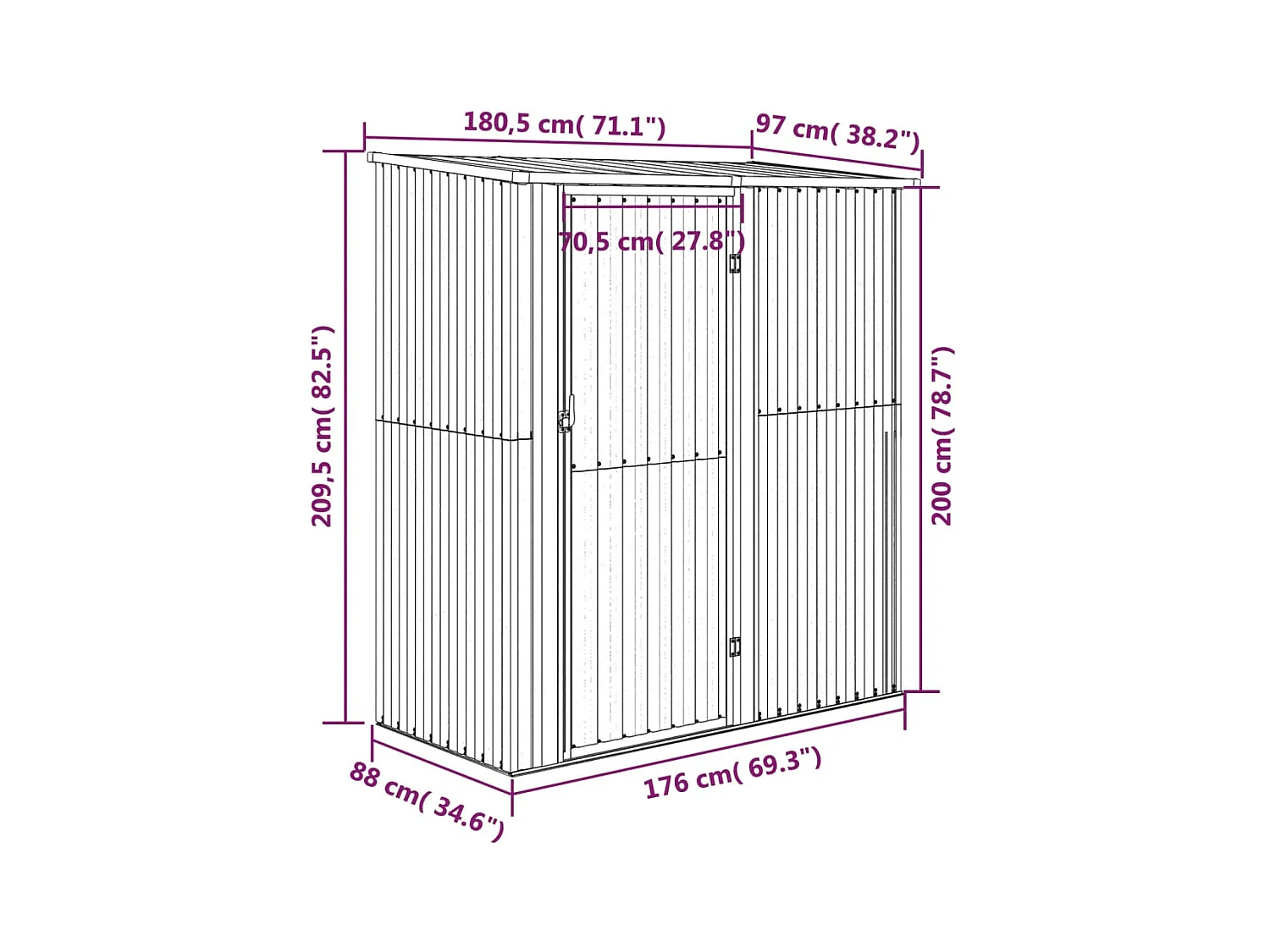Jendaris  Abri de jardin Gris 180,5x97x209,5 cm Acier galvanisé
