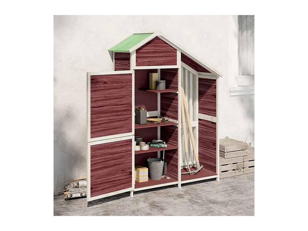 Ilmi  Abri à outils de jardin moka 120x53,5x170 cm bois massif pin