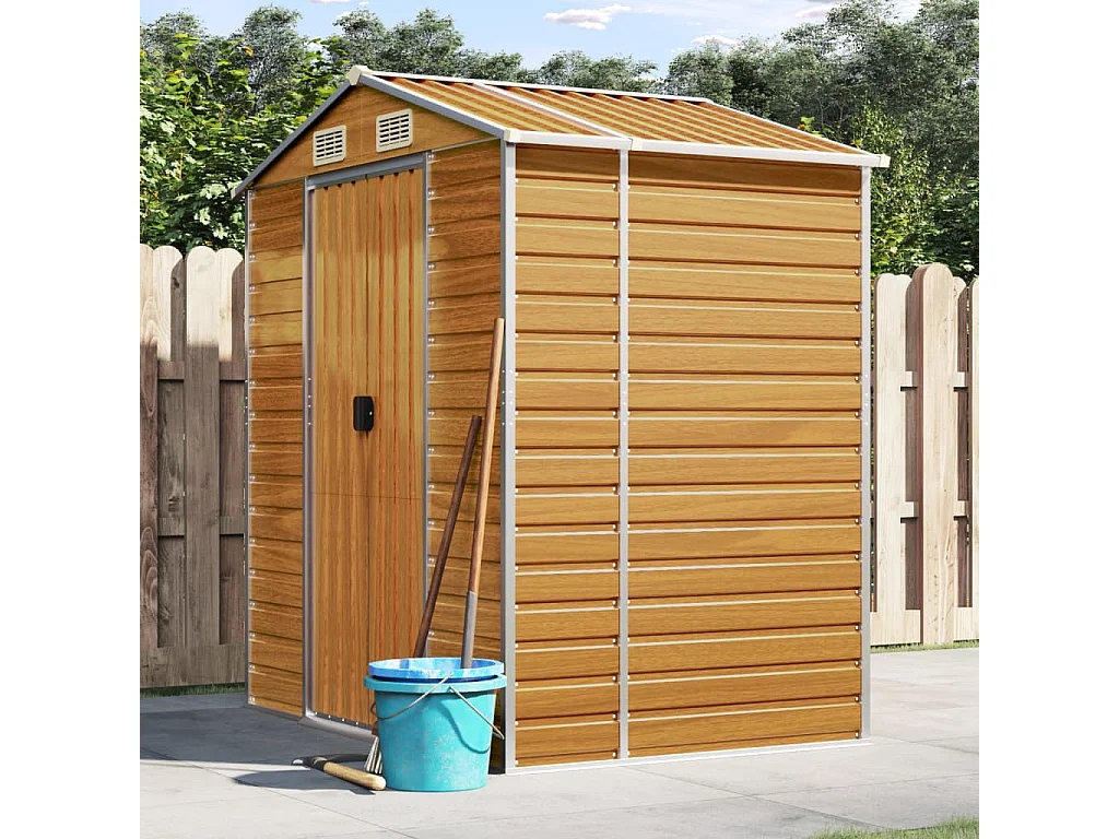 Tampa  Abri de jardin marron clair 191x130x198 cm acier galvanisé