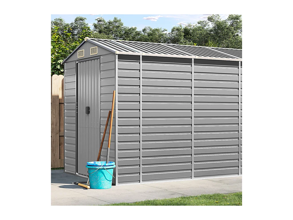 Tampa  Abri de jardin gris clair 191x470x198 cm acier galvanisé