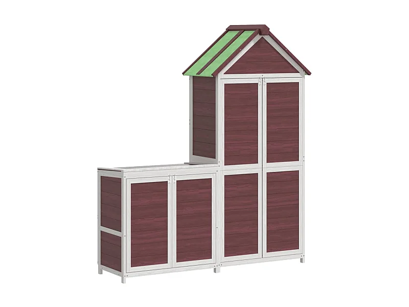 Veronique-Claire  2-delige Tuinschuurset massief grenenhout mokkakleurig