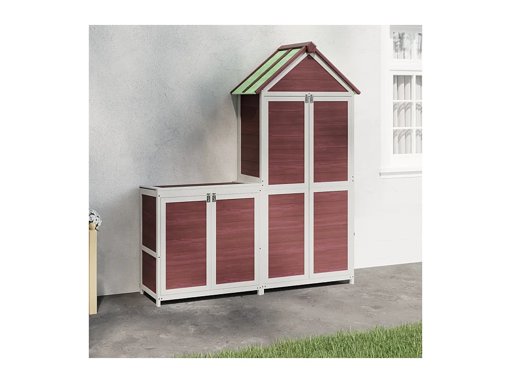 Veronique-Claire  Ensemble de remise à outils de jardin 2 pcs moka pin massif