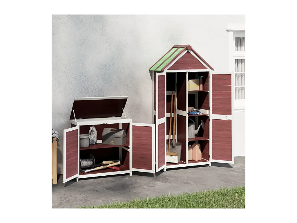 Veronique-Claire  Ensemble de remise à outils de jardin 2 pcs moka pin massif