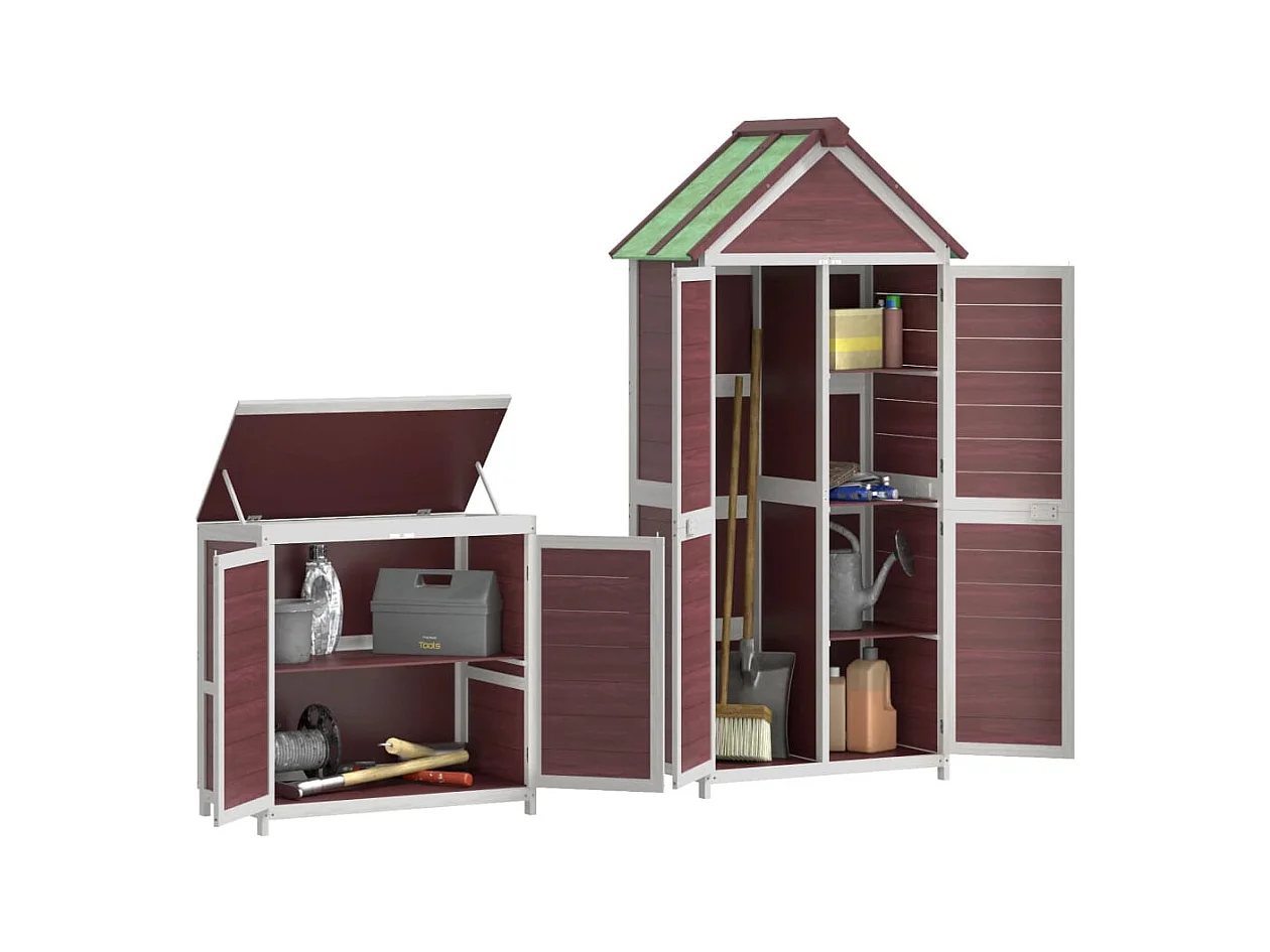 Veronique-Claire  Ensemble de remise à outils de jardin 2 pcs moka pin massif