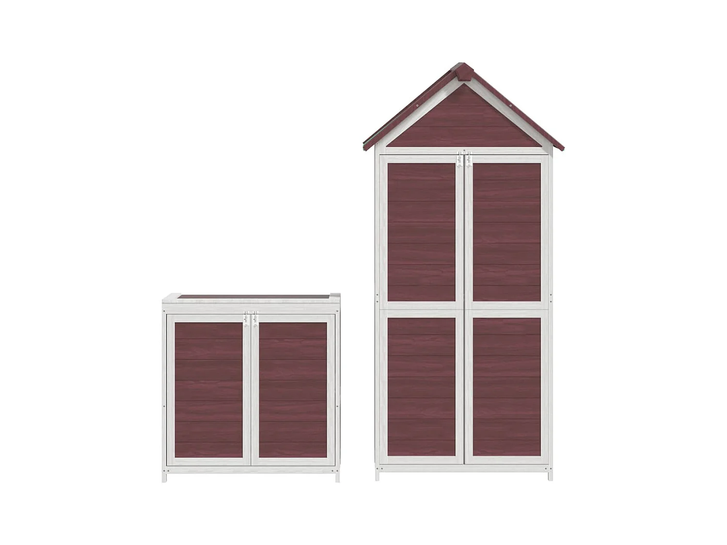 Veronique-Claire  Ensemble de remise à outils de jardin 2 pcs moka pin massif