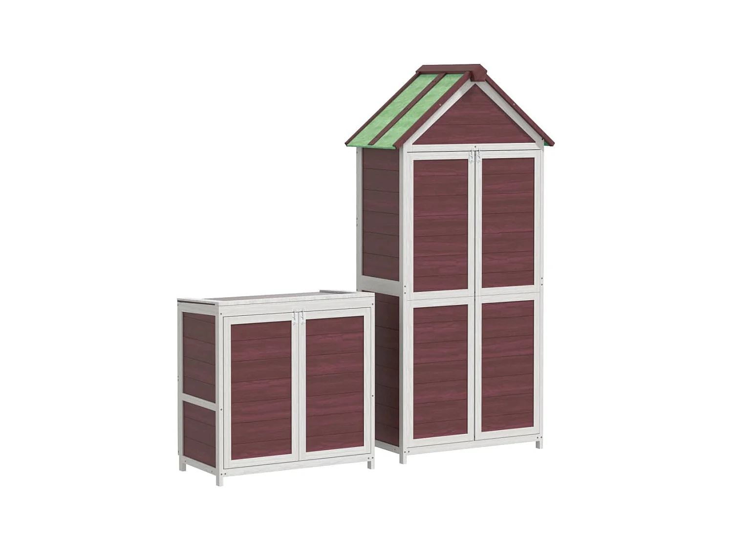 Veronique-Claire  Ensemble de remise à outils de jardin 2 pcs moka pin massif