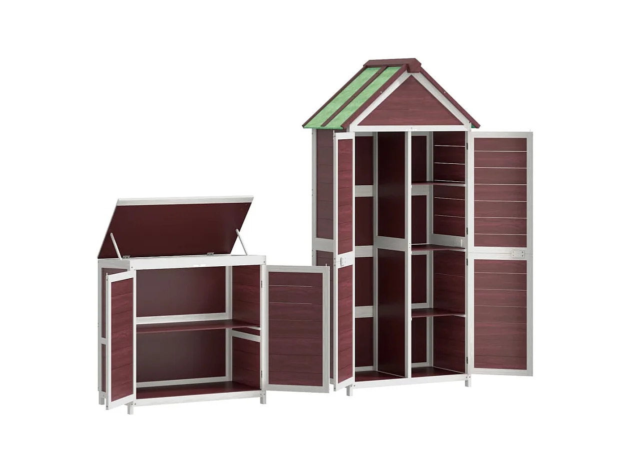 Veronique-Claire  Ensemble de remise à outils de jardin 2 pcs moka pin massif