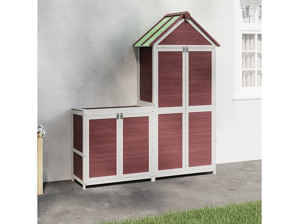 Veronique-Claire  Ensemble de remise à outils de jardin 2 pcs moka pin massif