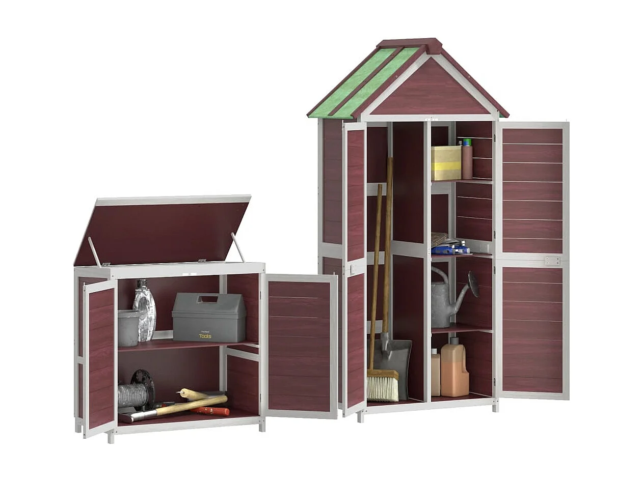 Veronique-Claire  Ensemble de remise à outils de jardin 2 pcs moka pin massif