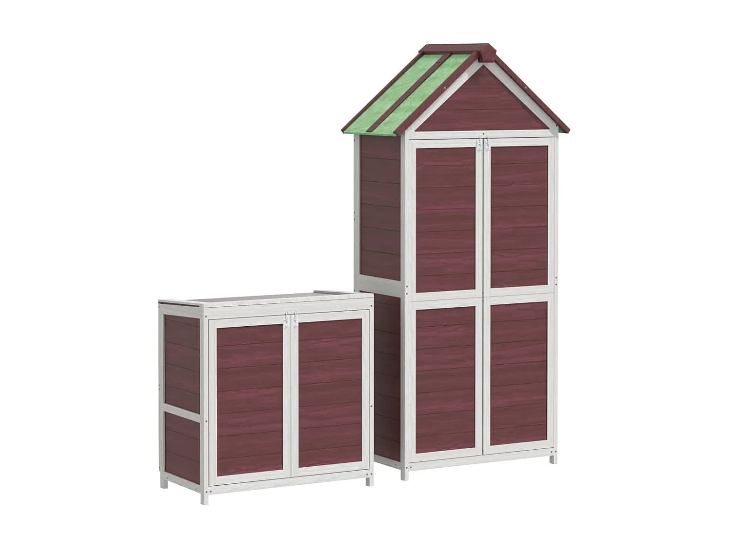 Veronique-Claire  Ensemble de remise à outils de jardin 2 pcs moka pin massif