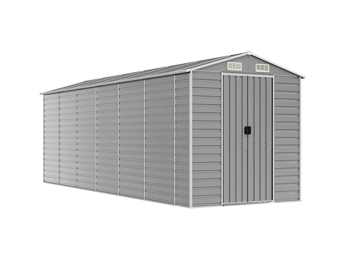Tampa  Abri de jardin gris clair 191x555x198 cm acier galvanisé
