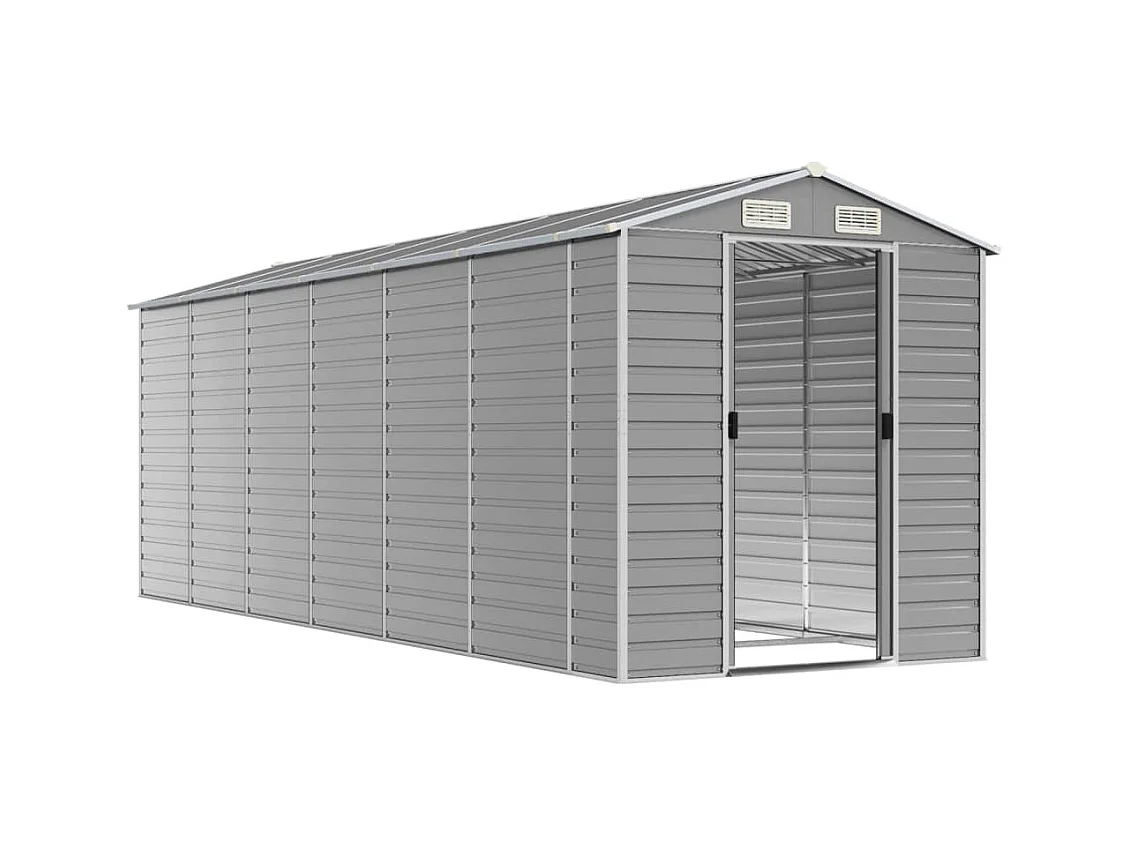 Tampa  Abri de jardin gris clair 191x555x198 cm acier galvanisé