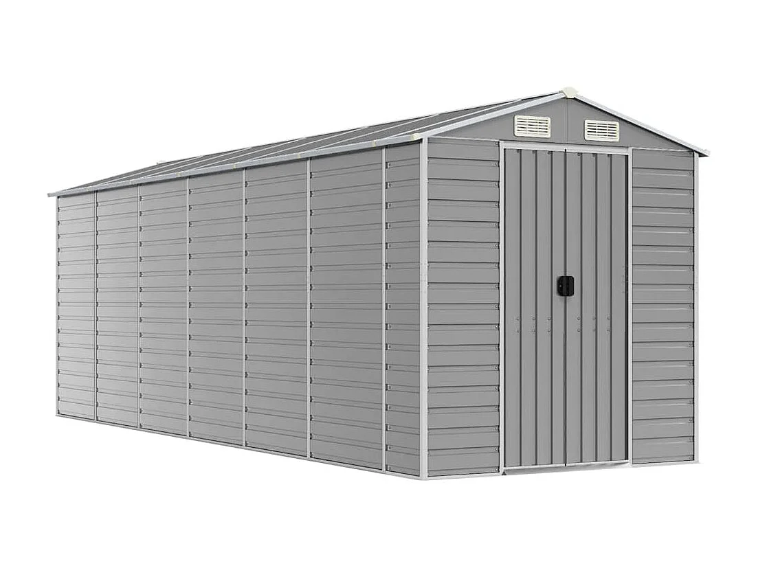 Tampa  Abri de jardin gris clair 191x555x198 cm acier galvanisé