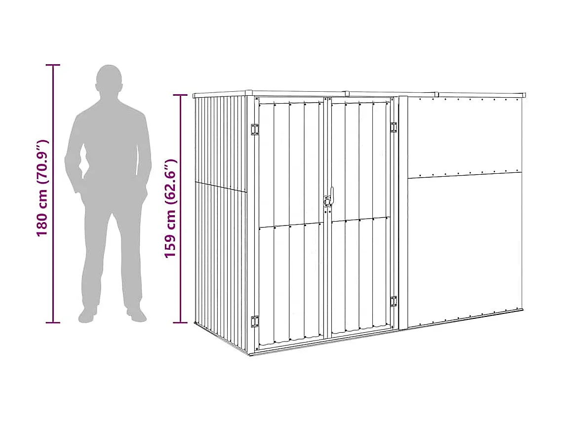 Nicole  Tuinschuur 225x89x161 cm gegalvaniseerd staal antracietkleurig