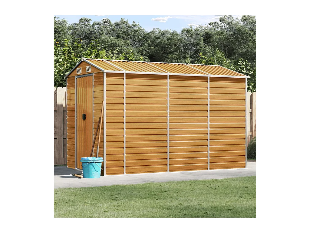 Tampa  Abri de jardin marron clair 191x300x198 cm acier galvanisé