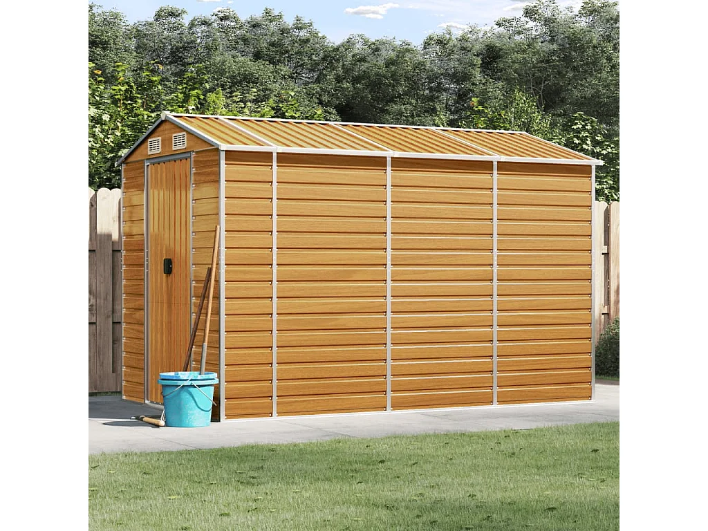 Tampa  Abri de jardin marron clair 191x300x198 cm acier galvanisé