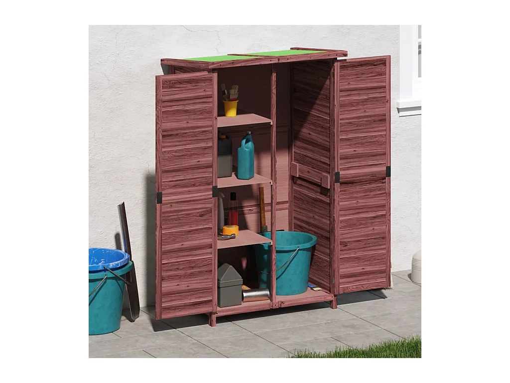 Émilien-Paul  Abri à outils de jardin moka 83x57x140 cm bois massif pin