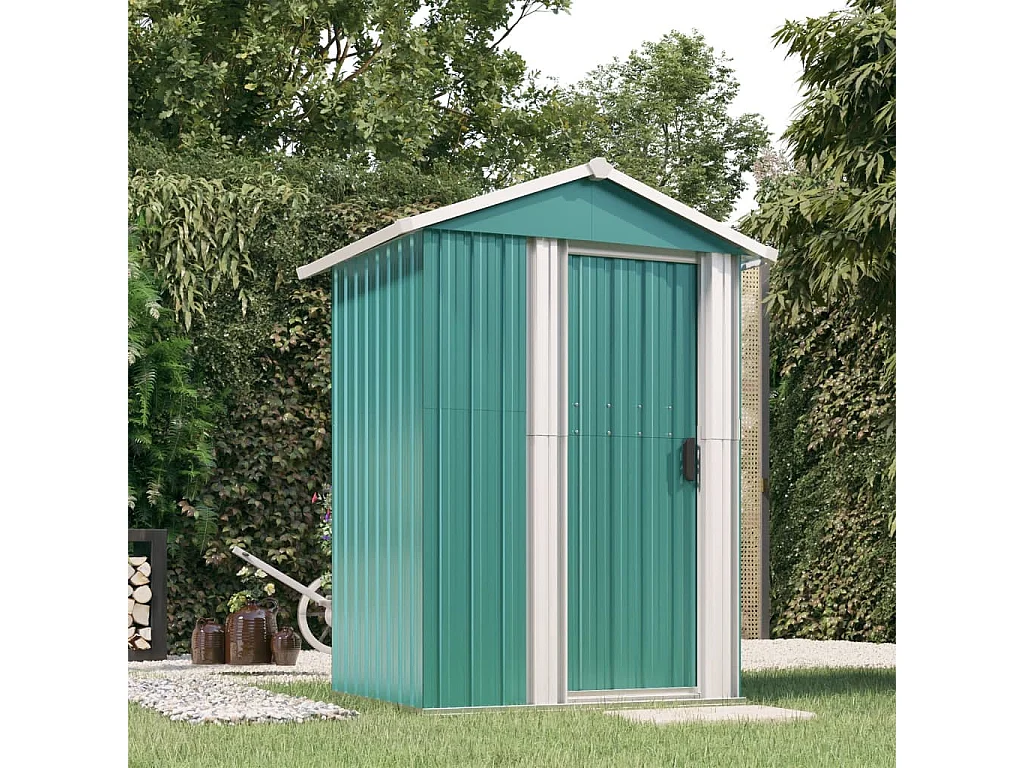 Nysse  Cobertizo de jardín acero galvanizado verde 126x97,5x177 cm