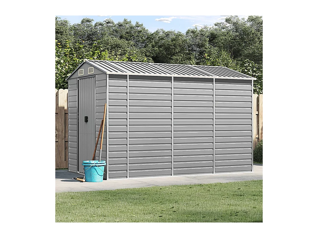 Tampa  Abri de jardin gris clair 191x300x198 cm acier galvanisé