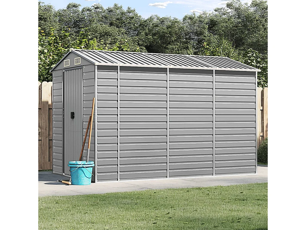 Tampa  Abri de jardin gris clair 191x300x198 cm acier galvanisé
