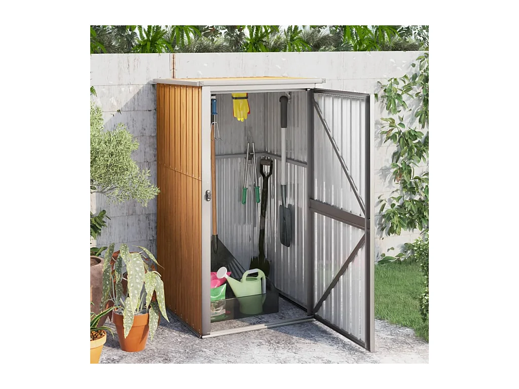 Nicole  Abri à outils de jardin marron 88x89x161 cm acier galvanisé
